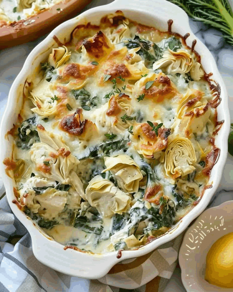 Healthy Spinach Artichoke Chicken Casserole