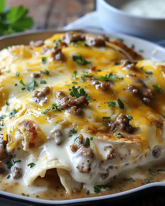 Southern Breakfast Enchiladas with Sausage Gravy
