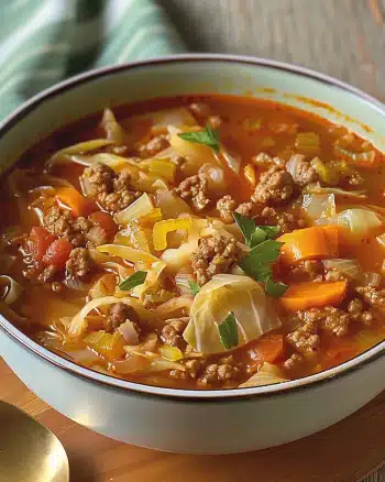 Hearty Ground Beef and Savory Cabbage Soup