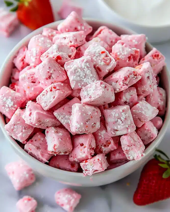 Easy Strawberry Shortcake Puppy Chow