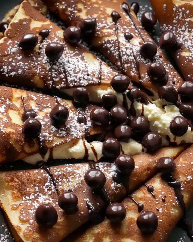 Dark Chocolate Crepes with Ricotta Filling