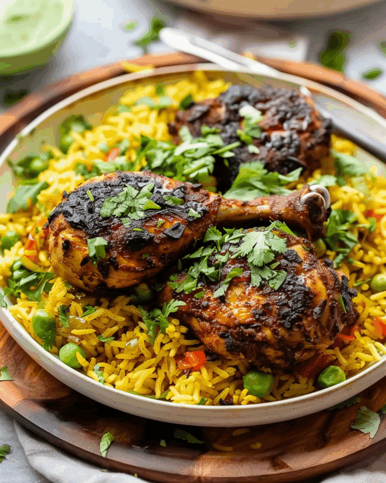 Peruvian Chicken and Rice with Green Sauce