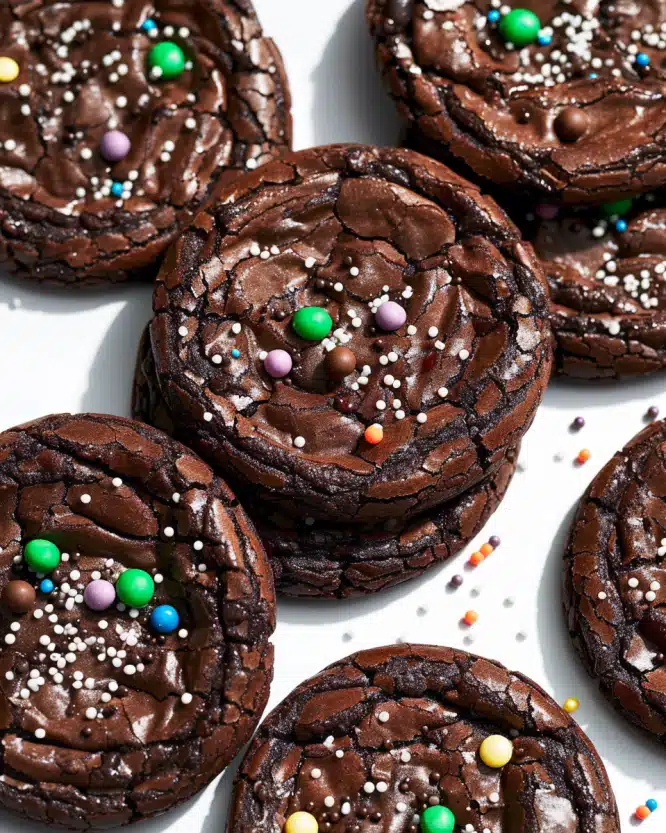 Ganache-Stuffed Cosmic Brownie Cookies