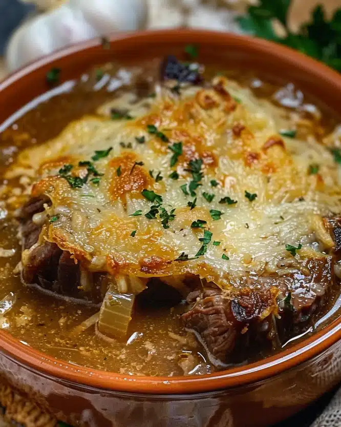 French Onion Beef Short Rib Soup