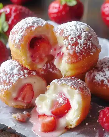Strawberry Cheesecake Stuffed Donut Holes