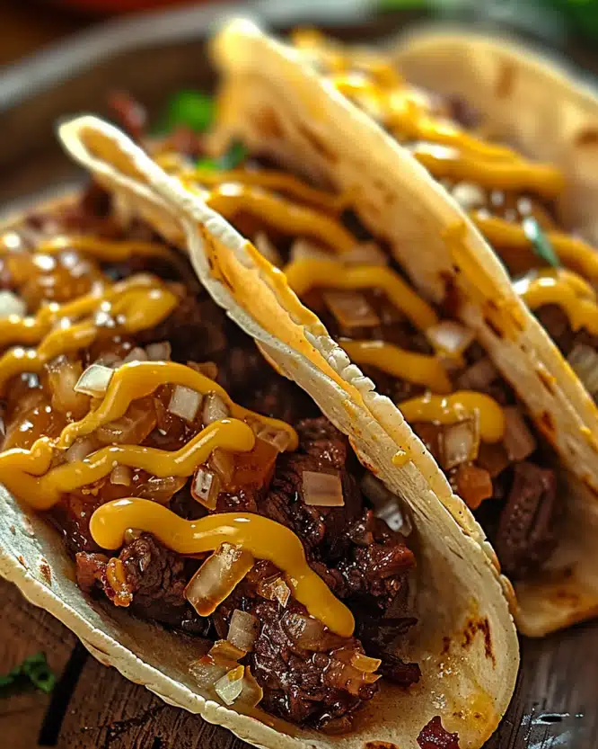 Garlic Butter Honey BBQ Beef Tacos