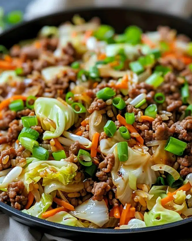 Healthy Chinese Ground Beef & Cabbage Stir Fry