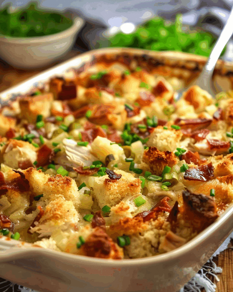 Rotisserie Chicken and Stuffing Casserole