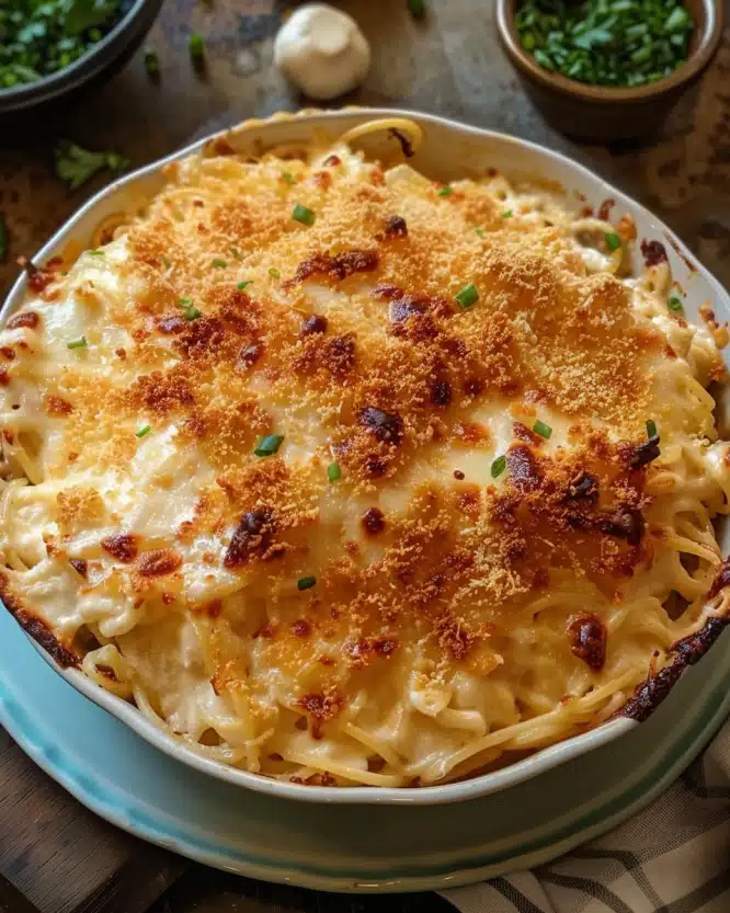 Baked Cream Cheese Spaghetti Casserole