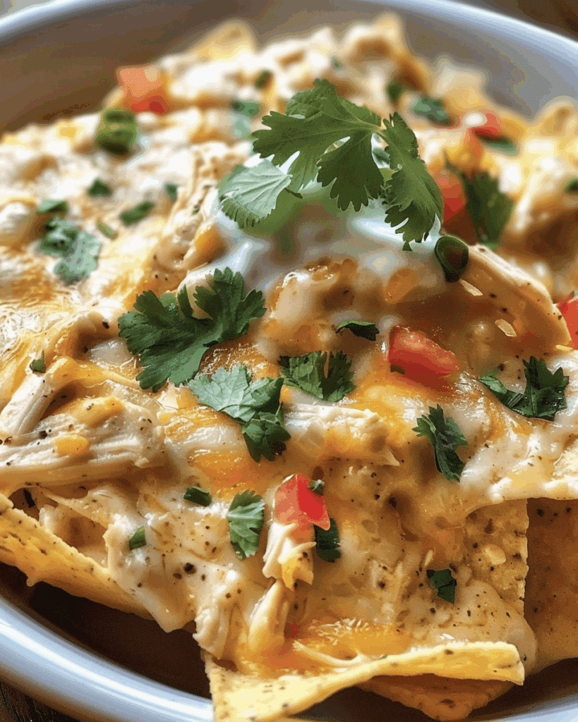 Crockpot Creamy Chicken Nachos