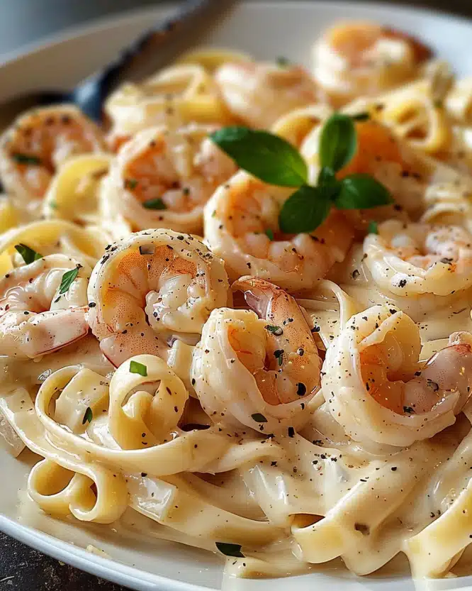 Creamy Shrimp Fettuccine Pasta with Homemade Alfredo Sauce