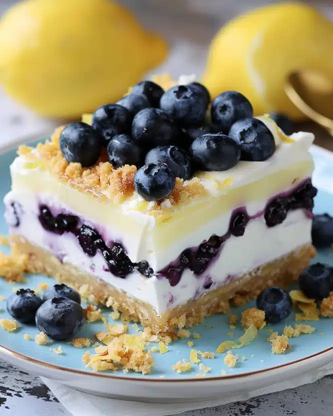 No-Bake Lemon Blueberry Layered Dessert