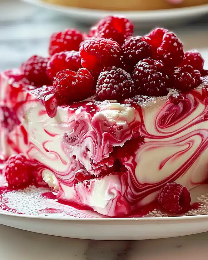Raspberry Swirl Ice Cream Cake