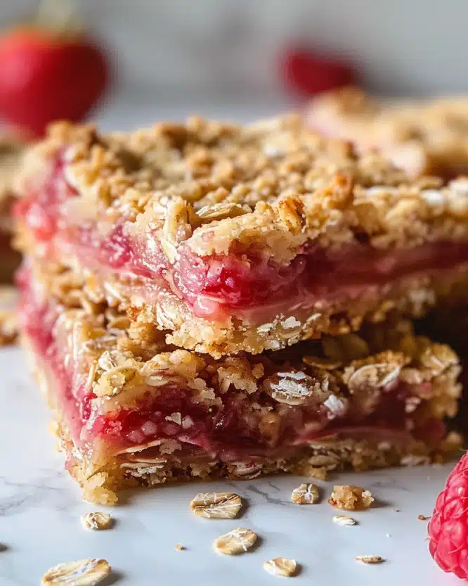 Delicious Oatmeal Rhubarb Bars