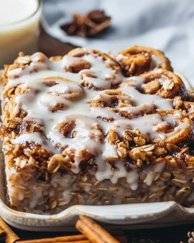 Cinnamon Roll Oatmeal Bake
