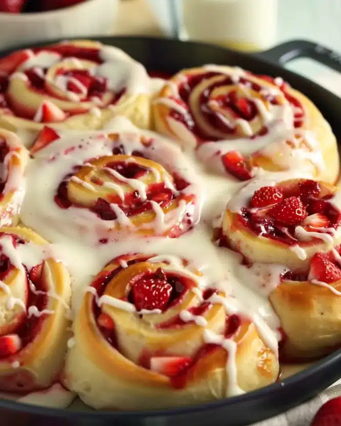 Strawberry Cheesecake Cinnabon‑Style Rolls