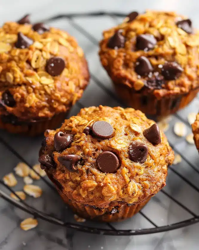Pumpkin Chocolate Chip Oatmeal Muffins
