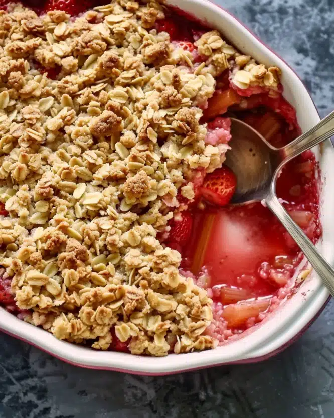 Rhubarb and Strawberry Summer Crisp