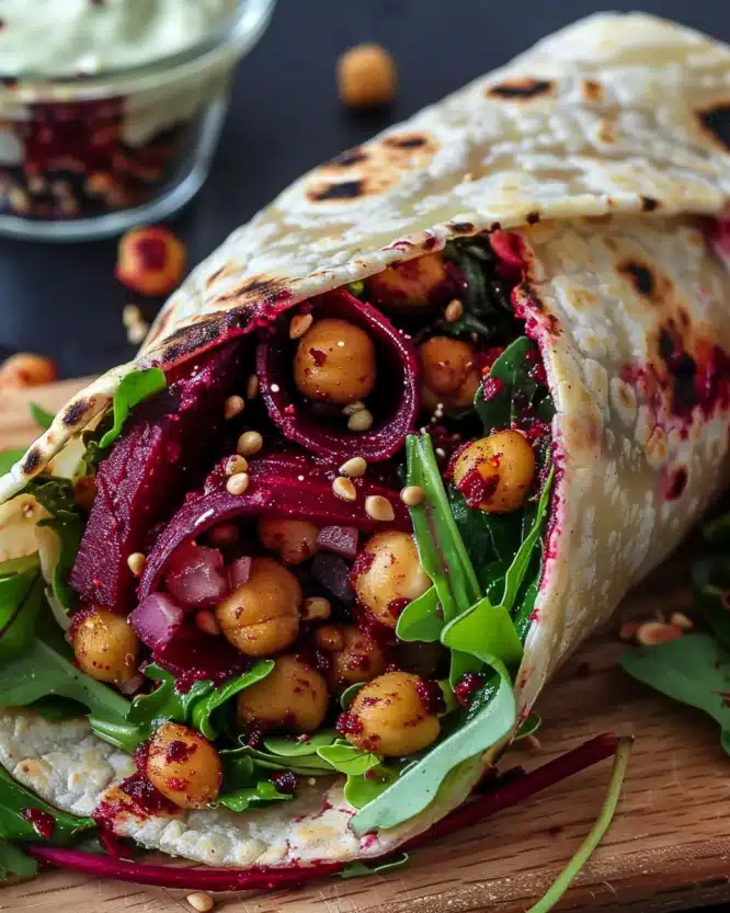 Roasted Beet & Chickpea Wraps