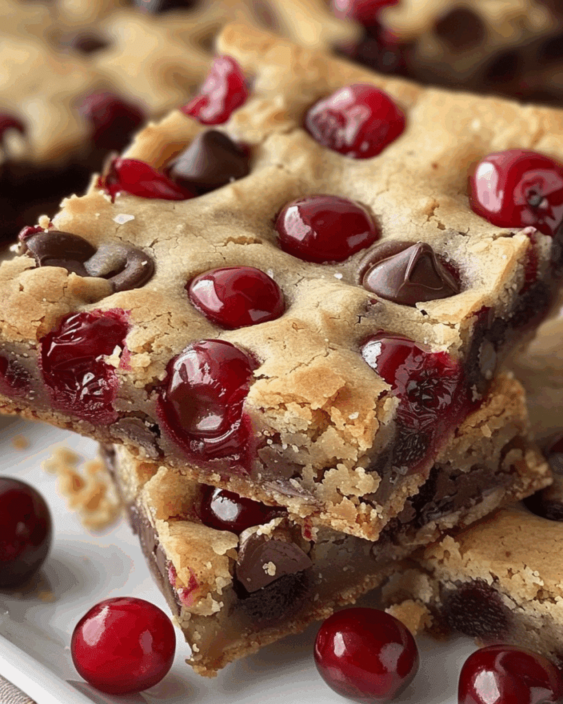 Maraschino Cherry Chocolate Chip Cookie Bars