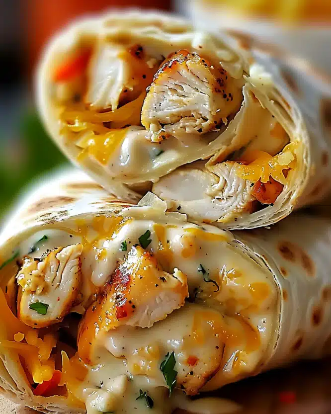 Cheesy Garlic Chicken Wraps