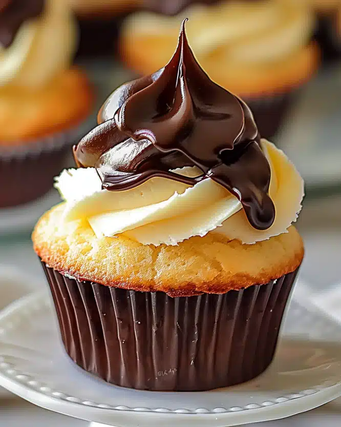 Heavenly Boston Cream Cupcakes