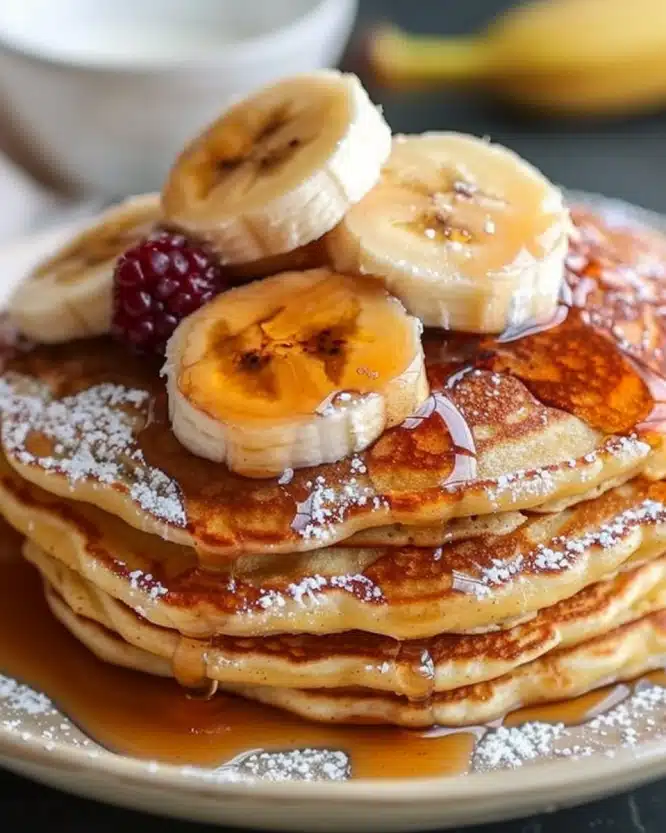 Banana Cinnamon Yogurt Pancakes (No Flour Needed)
