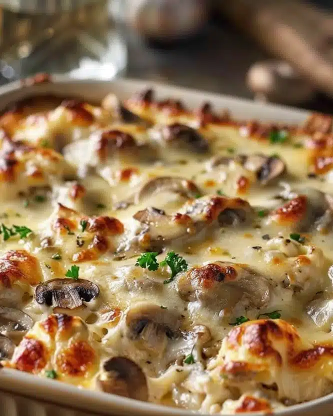 Mushroom and Swiss Burger Casserole