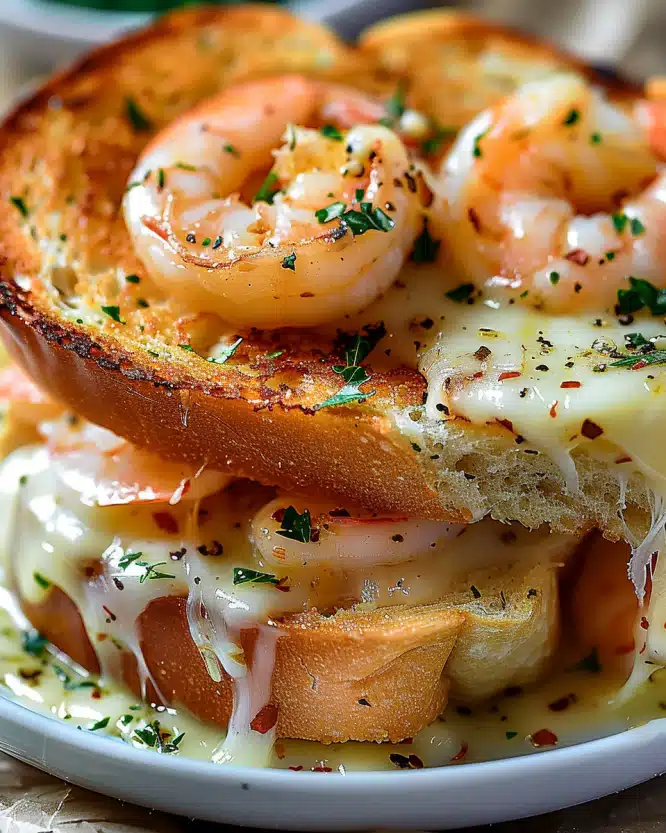 Ultimate Shrimp Grilled Cheese with Garlic Bread