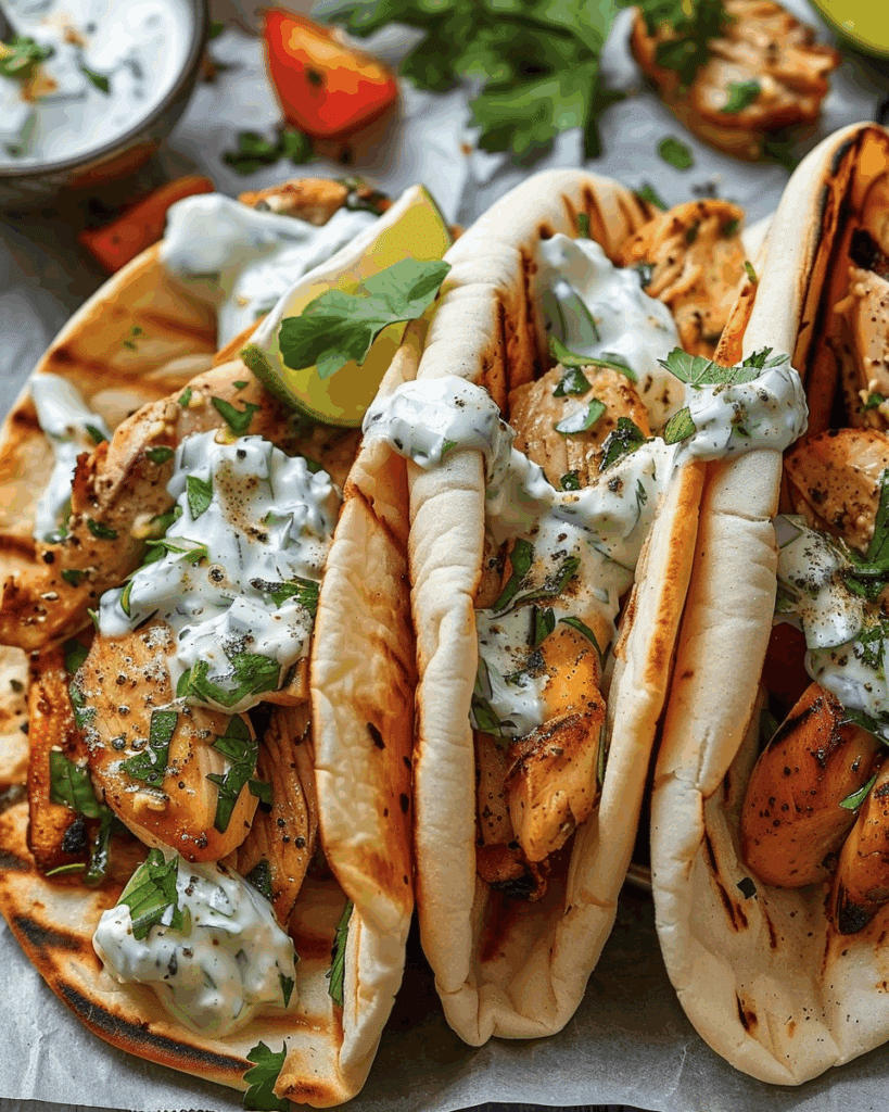 Greek Chicken Gyros with Homemade Tzatziki