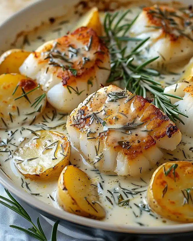 Cod & Rosemary Potatoes in Cream Sauce