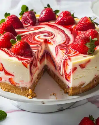 Strawberry Swirl Cheesecake