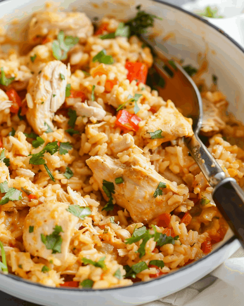 Easy One‑Pot Queso Chicken and Rice