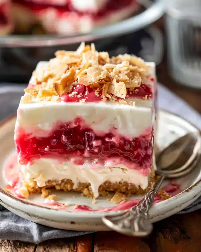 Layered Rhubarb Pudding Dessert