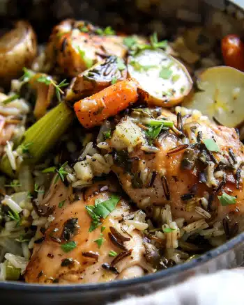 Crockpot Herb Butter Chicken and Wild Rice