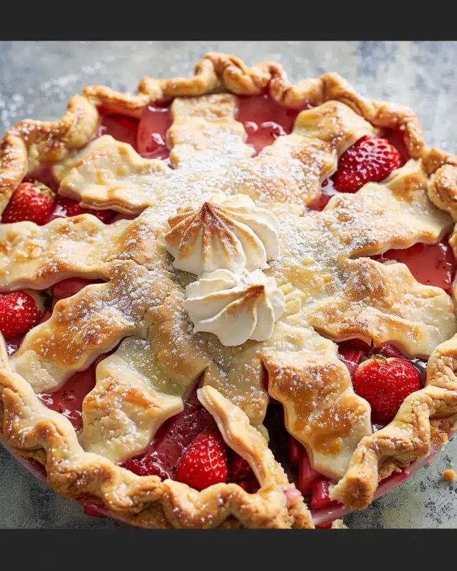 Strawberry‑Rhubarb Sour Cream Pie