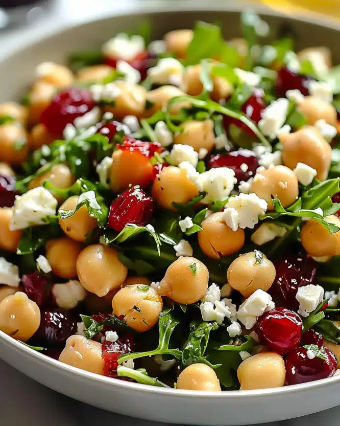 Feta Cranberry Chickpeas with Lemon Vinaigrette