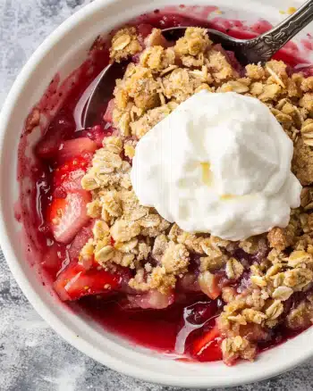 Strawberry‑Rhubarb Crisp with Oat Topping