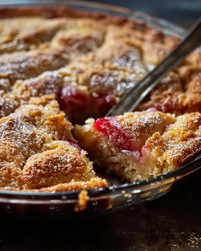 Brown Butter Rhubarb Cake with Crispy Sugar Top