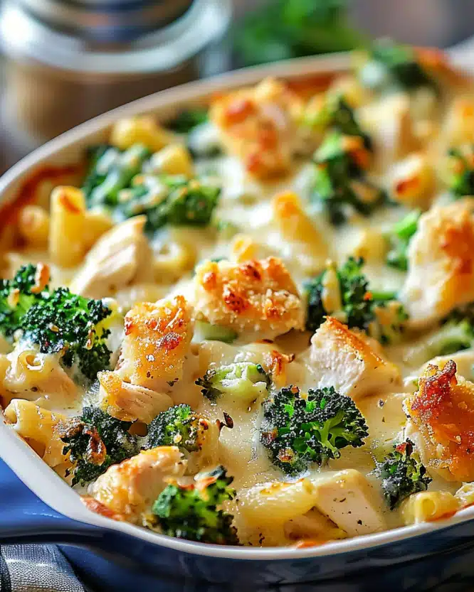 Chicken Broccoli Alfredo Bake with a Crispy Topping