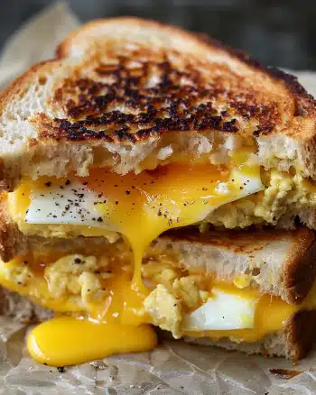 Breakfast Grilled Cheese with Eggs & Sausage