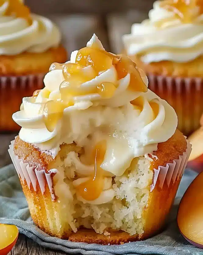 Honey Peach Cream Cheese Cupcakes