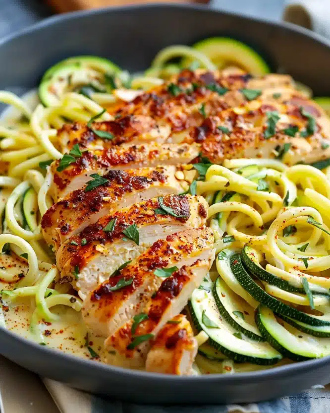 Zucchini Noodle Chicken Alfredo
