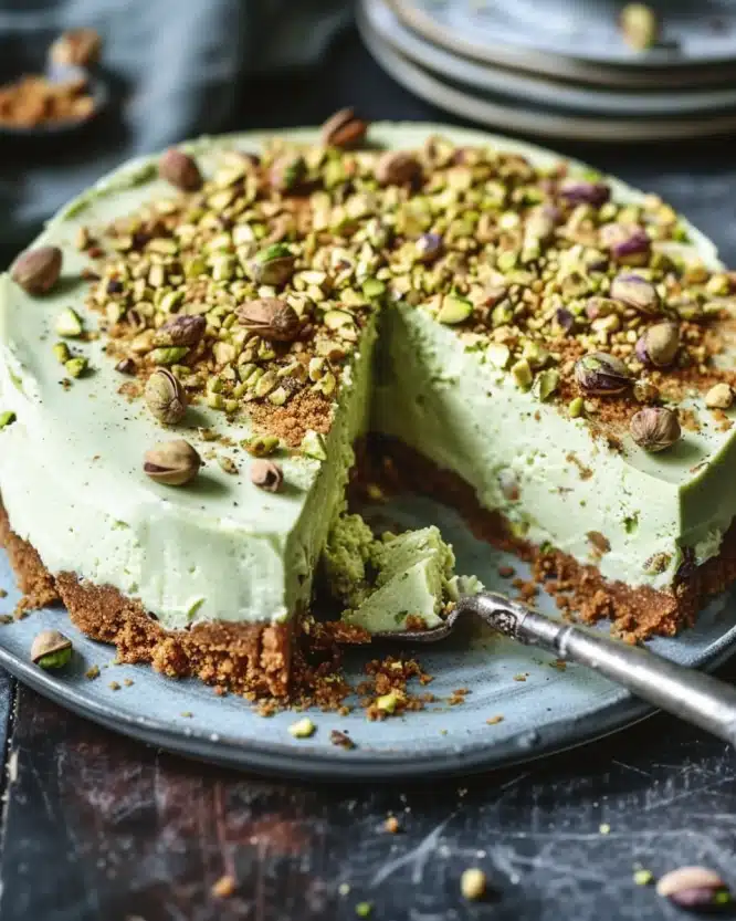 Pistachio Cheesecake With Pistachio Topping