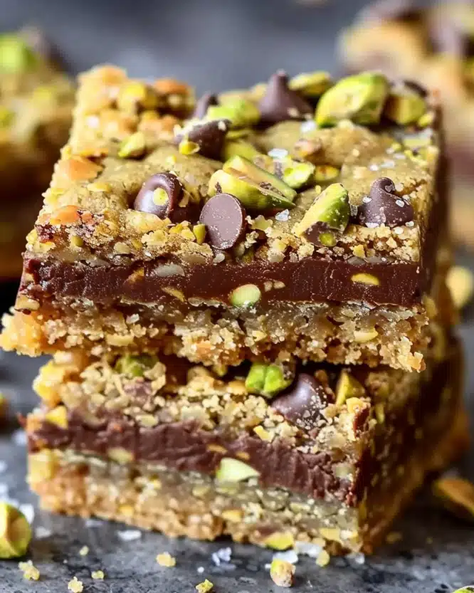 Brown Butter Pistachio Chocolate Chip Cookie Bars