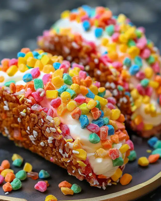 Fruity Pebbles Cheesecake Tacos