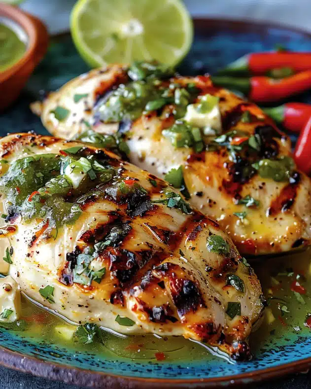 Grilled Salsa Verde Pepper Jack Chicken