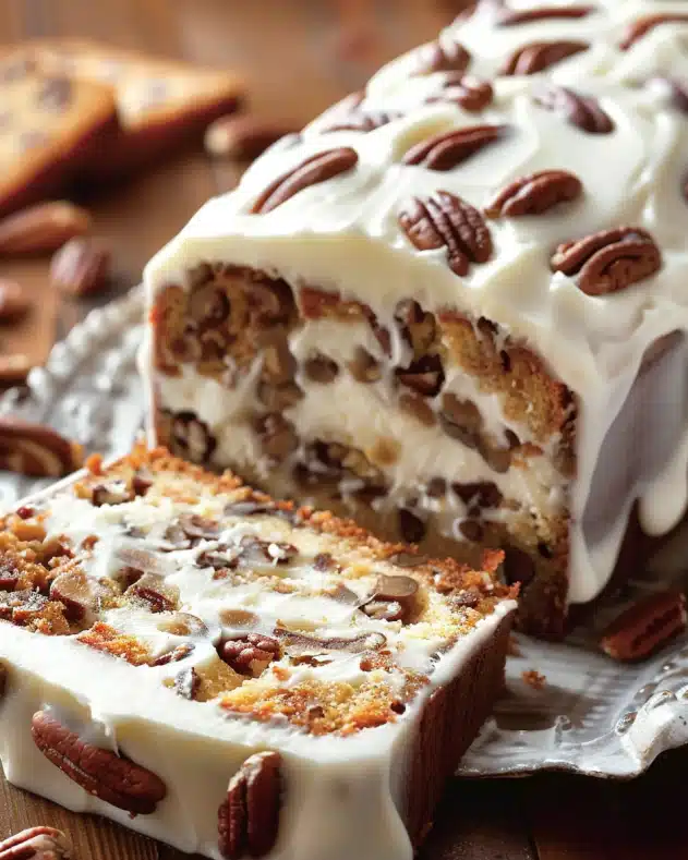 Butter Pecan Cake Loaf with Cream Cheese Icing