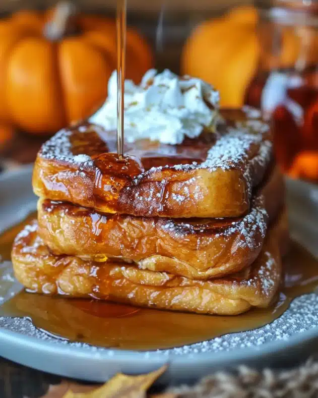 Pumpkin Pie French Toast with Homemade Pumpkin Syrup