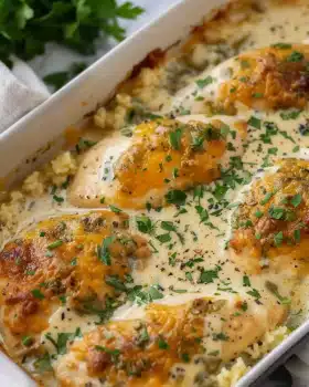 Smothered Cheesy Sour Cream Chicken